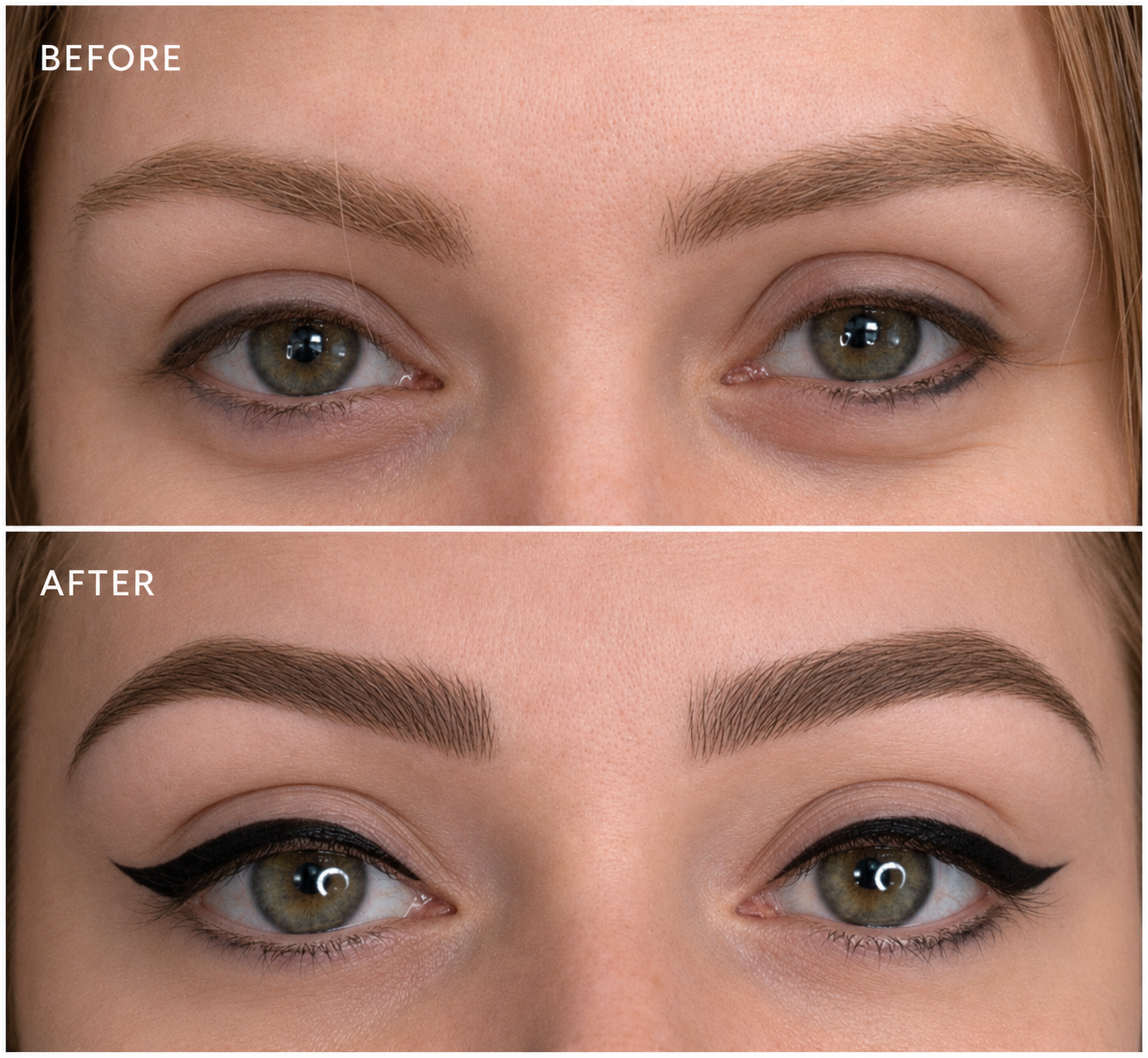 Natural brow shaping — before and after